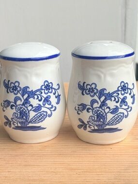 Blue Floral Ceramic Salt and Pepper Shakers